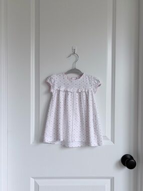 💕Kissy Kissy White Pima Cotton Dress with Pink Heart Print